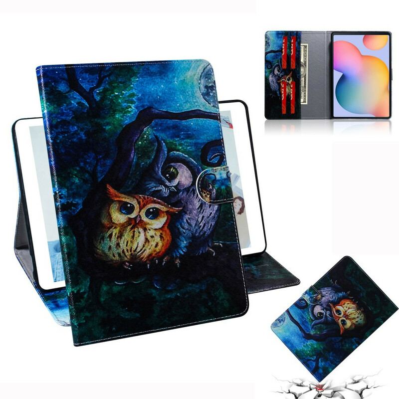 Housse Samsung Galaxy Tab S6 Lite Peinture Hiboux