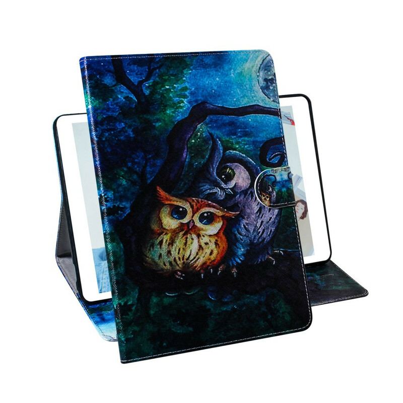 Housse Samsung Galaxy Tab S6 Lite Peinture Hiboux