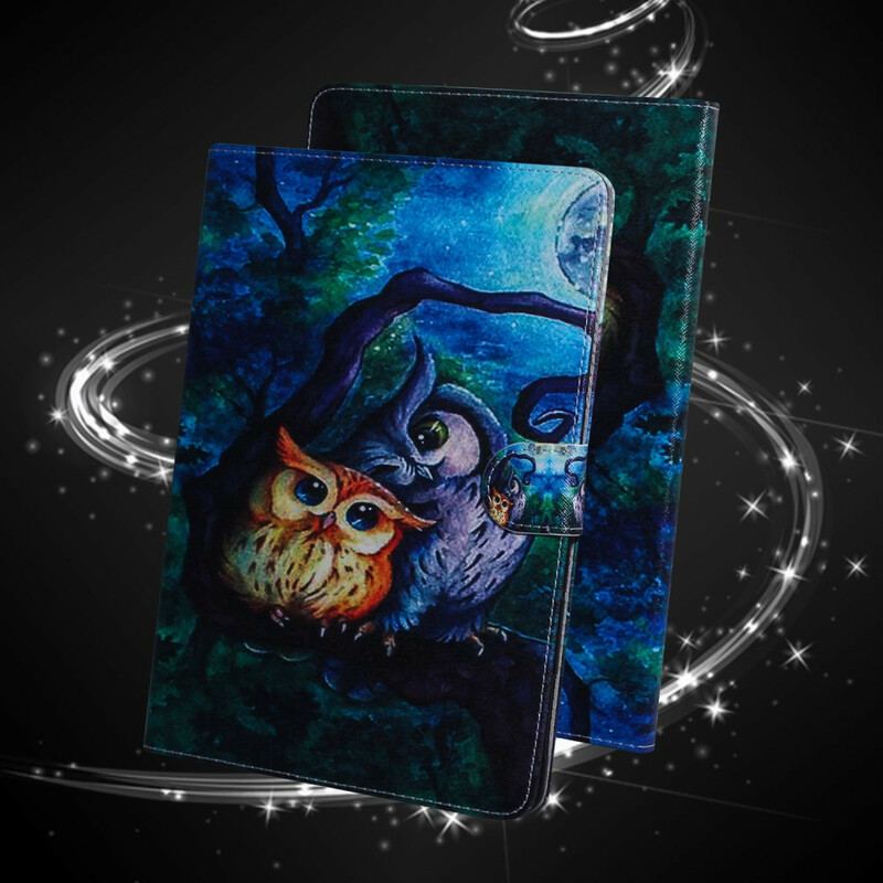 Housse Samsung Galaxy Tab S6 Lite Peinture Hiboux