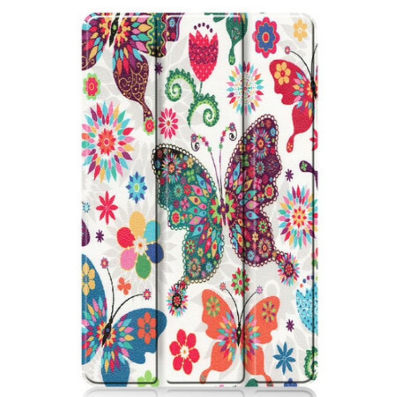 Smart Case Samsung Galaxy Tab S6 Lite Papillons et Fleurs Rétros