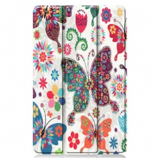 Smart Case Samsung Galaxy Tab S6 Lite Papillons et Fleurs Rétros