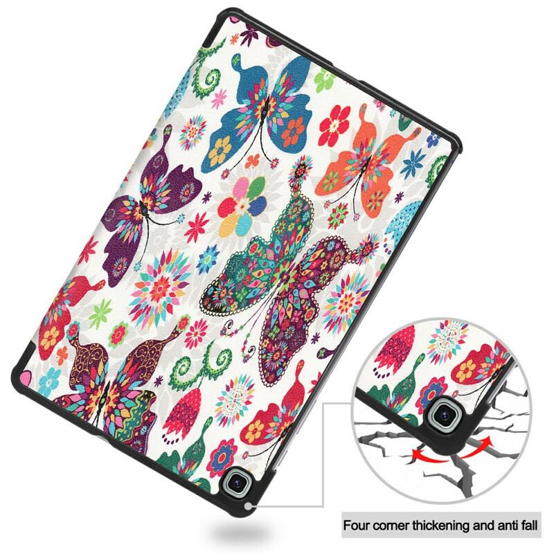 Smart Case Samsung Galaxy Tab S6 Lite Papillons et Fleurs Rétros