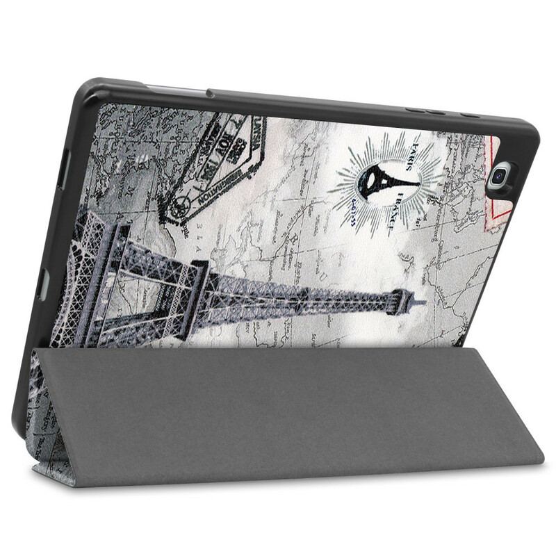 Smart Case Samsung Galaxy Tab S6 Lite Porte-Stylo Tour Eiffel Rétro