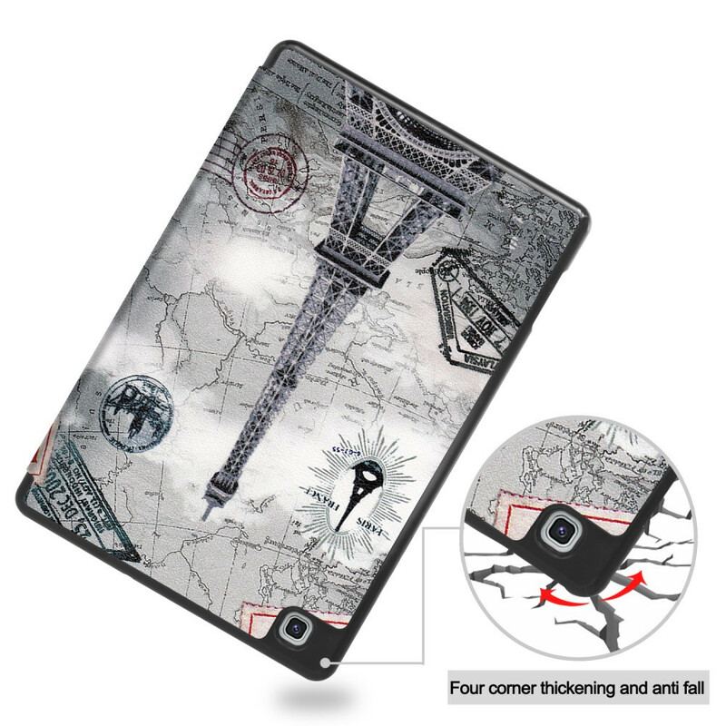 Smart Case Samsung Galaxy Tab S6 Lite Porte-Stylo Tour Eiffel Rétro