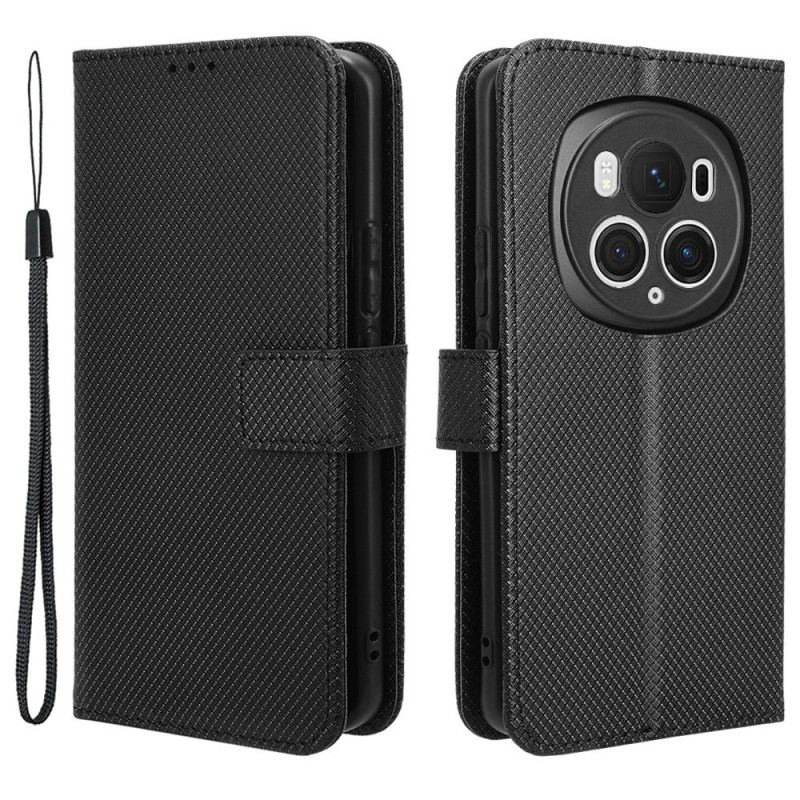 Housse Honor Magic 6 Pro Simili Cuir Texturé à Lanière