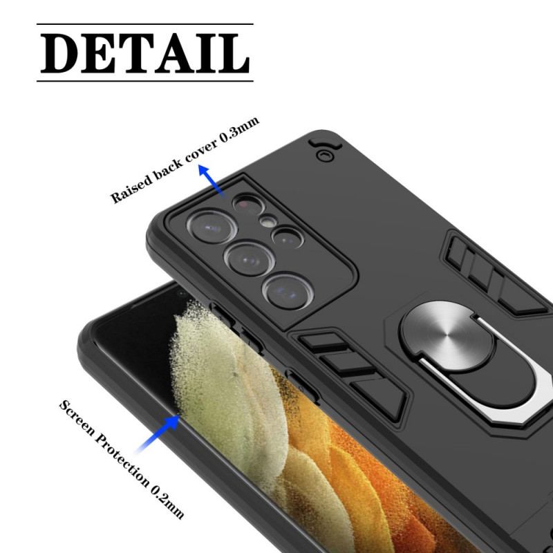 Coque Samsung Galaxy S21 Ultra 5G Détachable Anneau-Support