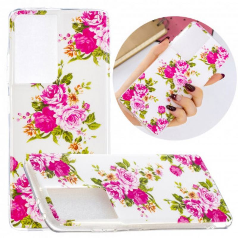 Coque Samsung Galaxy S21 Ultra 5G Fleurs Liberty Fluorescente