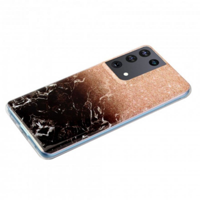 Coque Samsung Galaxy S21 Ultra 5G Marbre Paillettes Dégradés