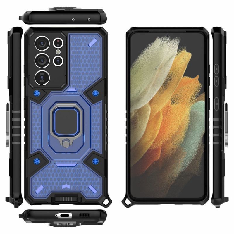 Coque Samsung Galaxy S21 Ultra 5G Nid d'Abeille avec Anneau