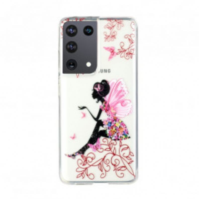 Coque Samsung Galaxy S21 Ultra 5G Transparente Fée Fleurie