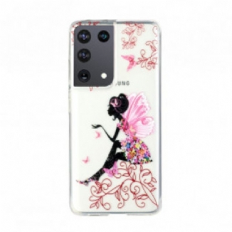 Coque Samsung Galaxy S21 Ultra 5G Transparente Fée Fleurie