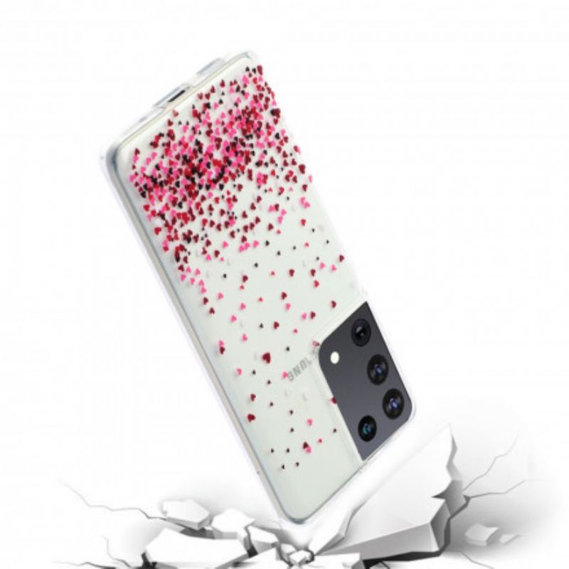 Coque Samsung Galaxy S21 Ultra 5G Transparente Multiples Coeurs