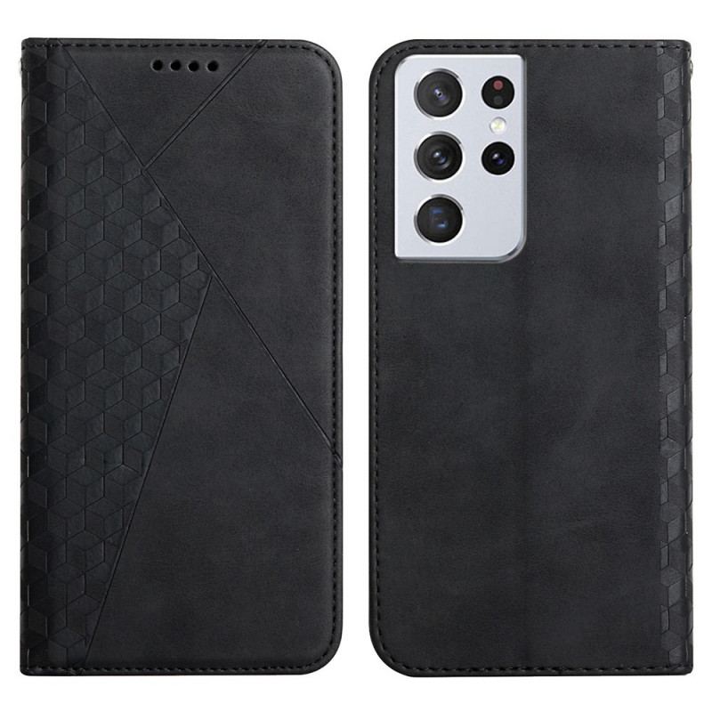 Flip Cover Samsung Galaxy S21 Ultra 5G Effet Cuir Géo