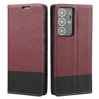 Flip Cover Samsung Galaxy S21 ultra 5G Simili Cuir Bicolore Texturée