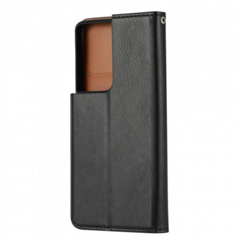 Flip Cover Samsung Galaxy S21 Ultra 5G Simili Cuir Porte-Cartes