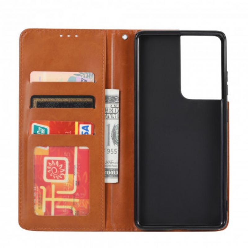 Flip Cover Samsung Galaxy S21 Ultra 5G Simili Cuir Porte-Cartes