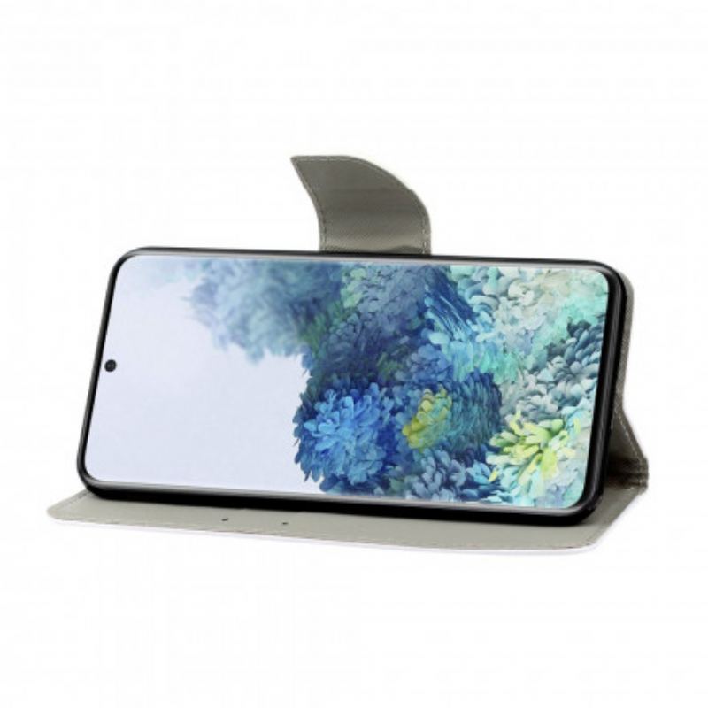 Housse Samsung Galaxy S21 Ultra 5G Fleurs Colorées à Lanière