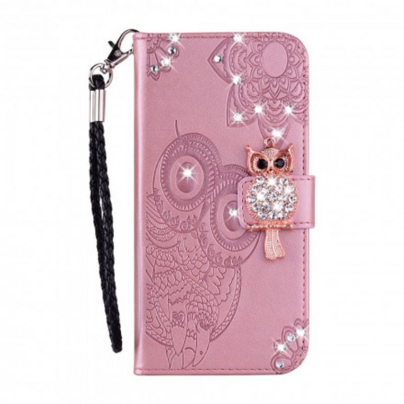 Housse Samsung Galaxy S21 Ultra 5G Hibou Mandala et Breloque