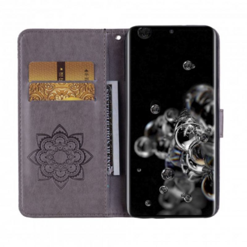 Housse Samsung Galaxy S21 Ultra 5G Hibou Mandala et Breloque