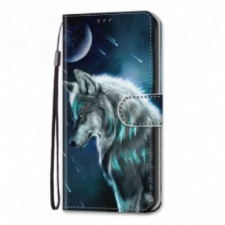 Housse Samsung Galaxy S21 Ultra 5G Loup Sous une Pluie d'Étoiles