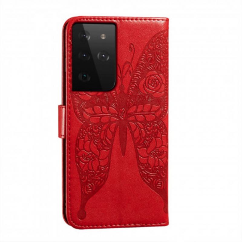 Housse Samsung Galaxy S21 Ultra 5G Papillons Motif en Fleurs