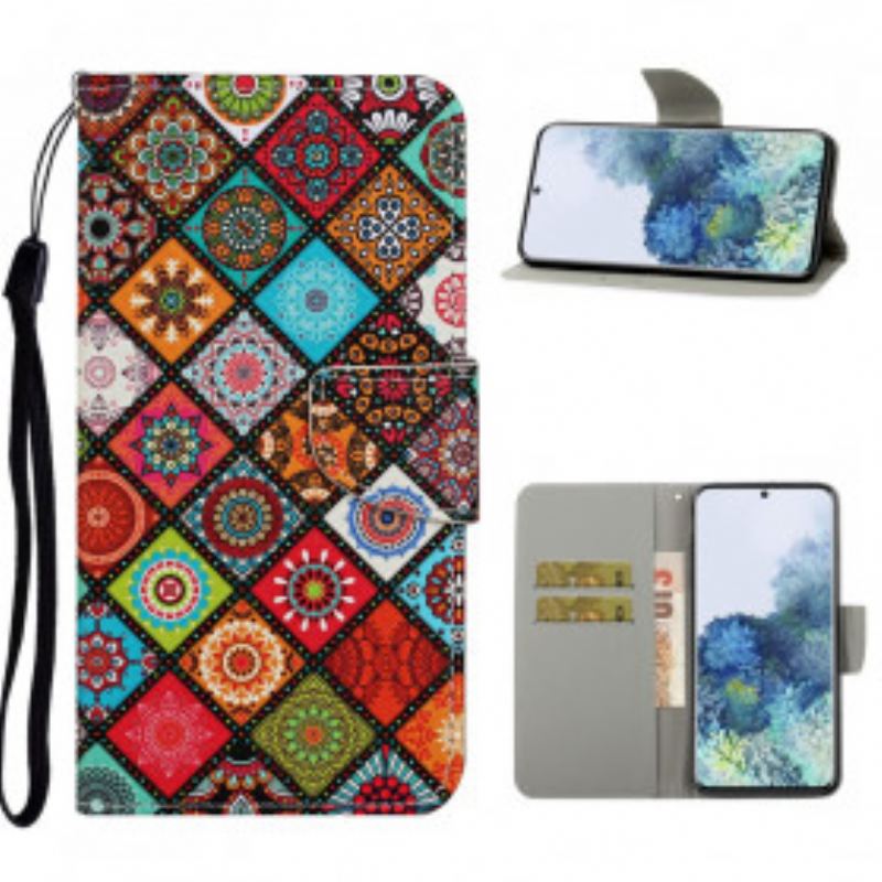 Housse Samsung Galaxy S21 Ultra 5G Patchwork Mandalas avec Lanière