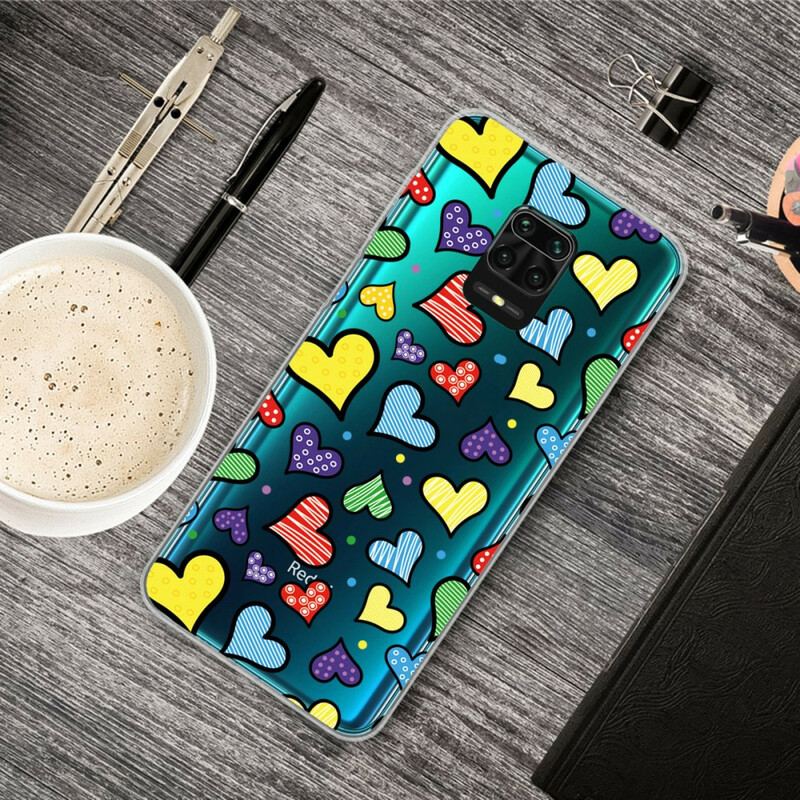 Coque Xiaomi Redmi Note 9S / Redmi Note 9 Pro Coeurs Multicolors