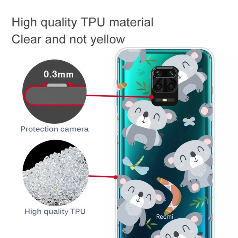 Coque Xiaomi Redmi Note 9S / Redmi Note 9 Pro Petits Pandas Gris