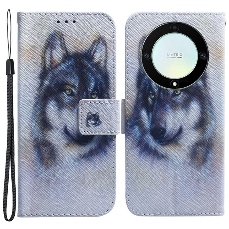 Housse Honor Magic 5 Lite Chien Aquarelle à Lanière