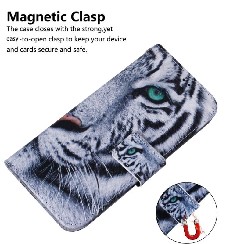 Housse Honor Magic 5 Lite Tigre Blanc à Lanière