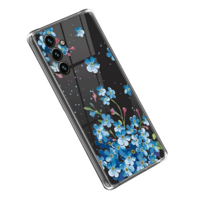 Coque Samsung Galaxy A14 5G / A14 Transparente Fleurs Bleues