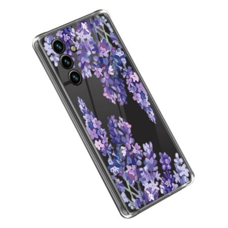 Coque Samsung Galaxy A14 5G / A14 Transparente Fleurs Violettes