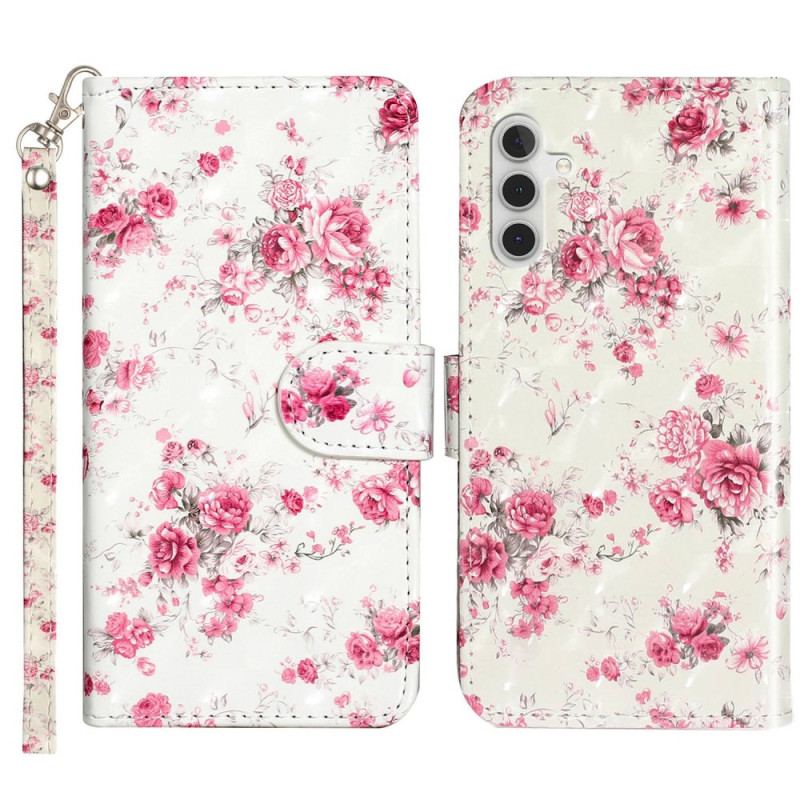 Housse Samsung Galaxy A14 5G / A14 Fleurs Liberty à Lanière