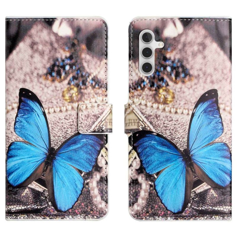 Housse Samsung Galaxy A14 5G / A14 Papillon Bleu