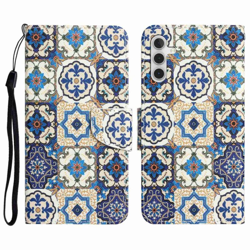 Housse Samsung Galaxy A14 5G / A14 Patchwork à Lanière