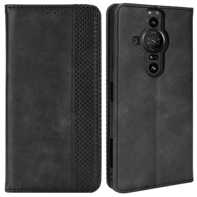 Flip Cover Sony Xperia Pro-I Effet Cuir Vintage Stylisé