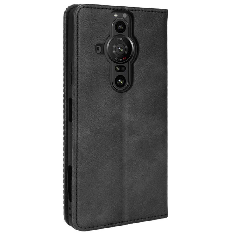 Flip Cover Sony Xperia Pro-I Effet Cuir Vintage Stylisé