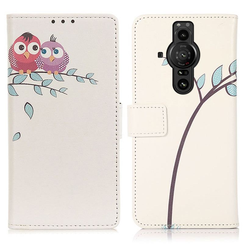 Housse Sony Xperia Pro-I Couple De Hiboux Sur l'Arbre