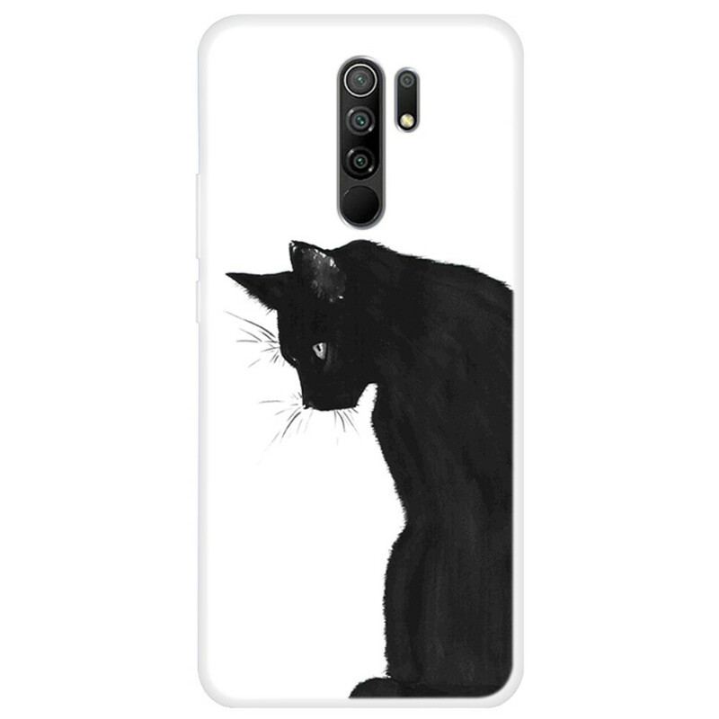 Coque Xiaomi Redmi 9 Chat Noir Pensif