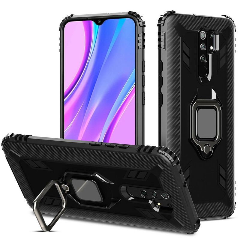 Coque Xiaomi Redmi 9 Ring Style Fibre Carbone