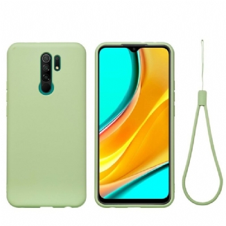 Coque Xiaomi Redmi 9 Silicone Liquide Avec Lanière