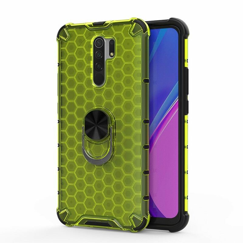 Coque Xiaomi Redmi 9 Style Nid d'Abeille et Anneau