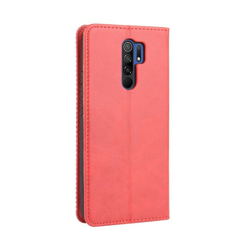 Flip Cover Xiaomi Redmi 9 Effet Cuir Vintage Stylisé