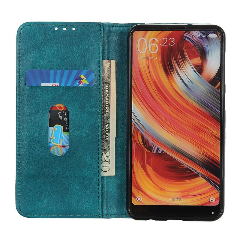 Flip Cover Xiaomi Redmi 9 Version Cuir Litchi Fendu