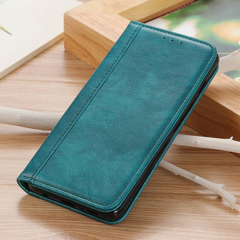 Flip Cover Xiaomi Redmi 9 Version Cuir Litchi Fendu