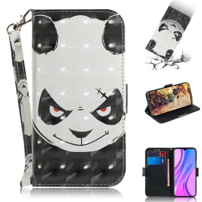 Housse Xiaomi Redmi 9 Angry Panda à Lanière