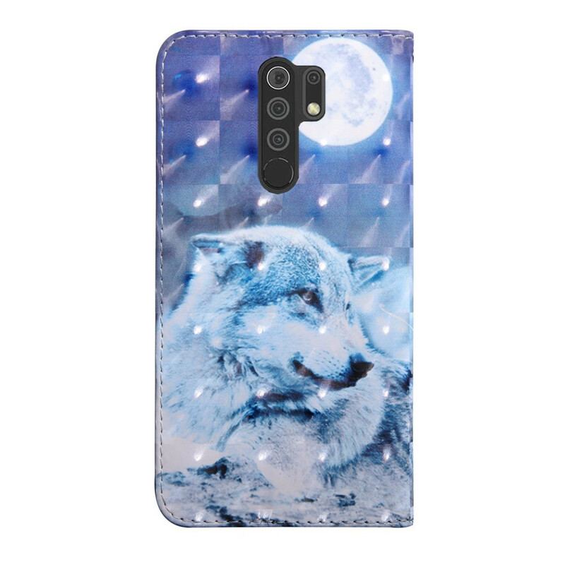 Housse Xiaomi Redmi 9 Loup au Claire de Lune