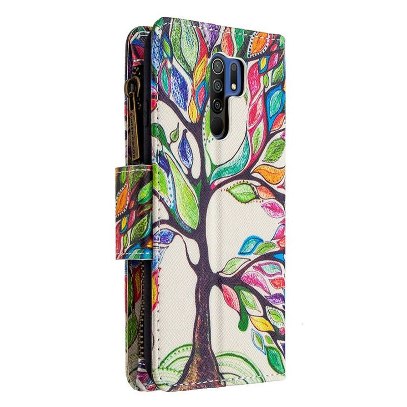 Housse Xiaomi Redmi 9 Poche Zippée Arbre