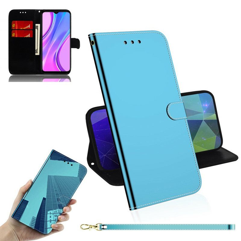 Housse Xiaomi Redmi 9 Simili Cuir Couverture Miroir