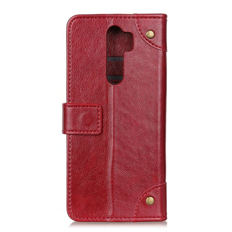 Housse Xiaomi Redmi 9 Style Cuir Nappa Rivets Vintage